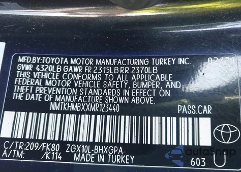 2021 Toyota C-Hr Xle from USA, damaged, VIN NMTKHMBXXMR123440